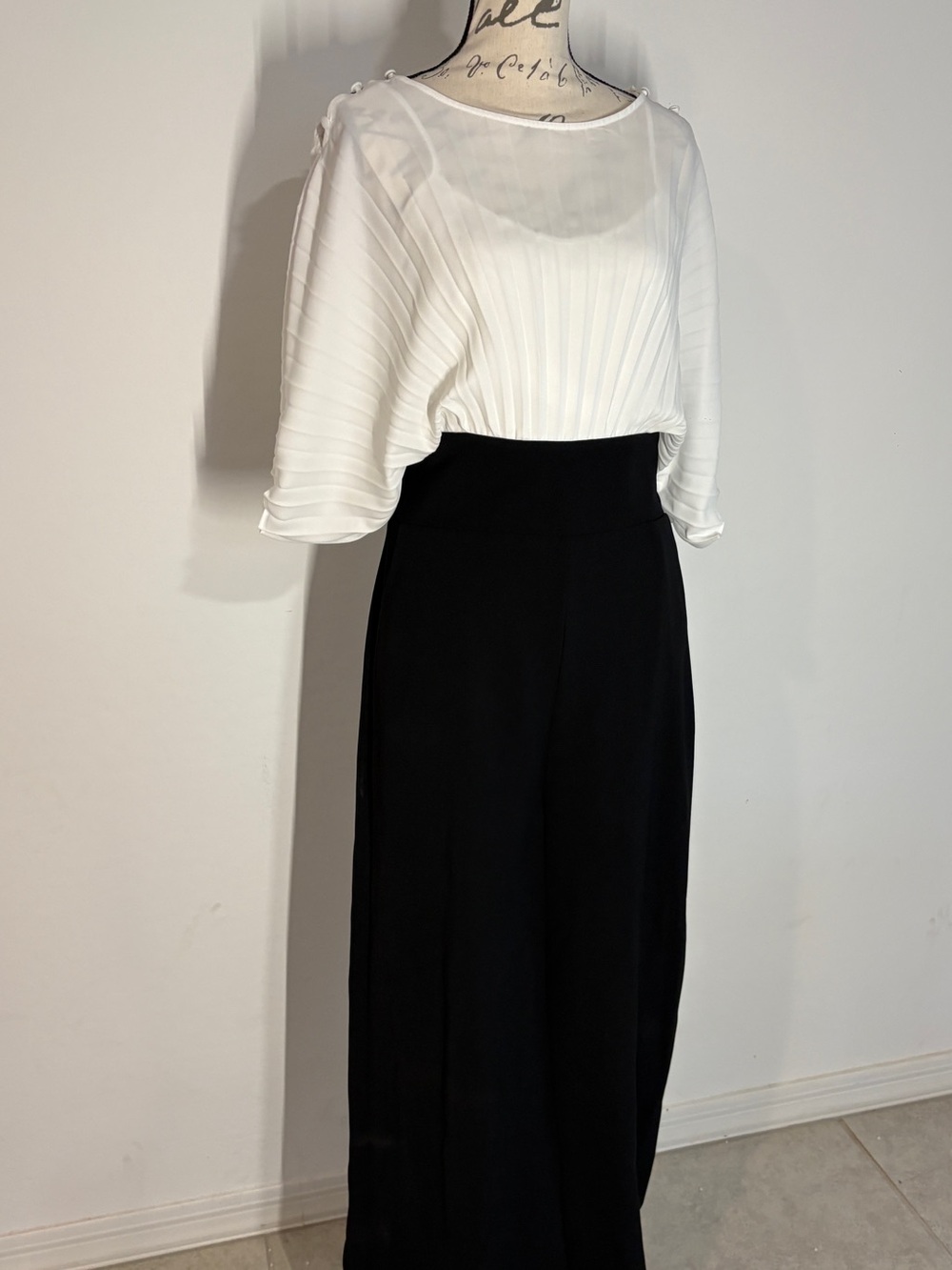 Two-Tone Black & White Wide-Leg Jumpsuit
